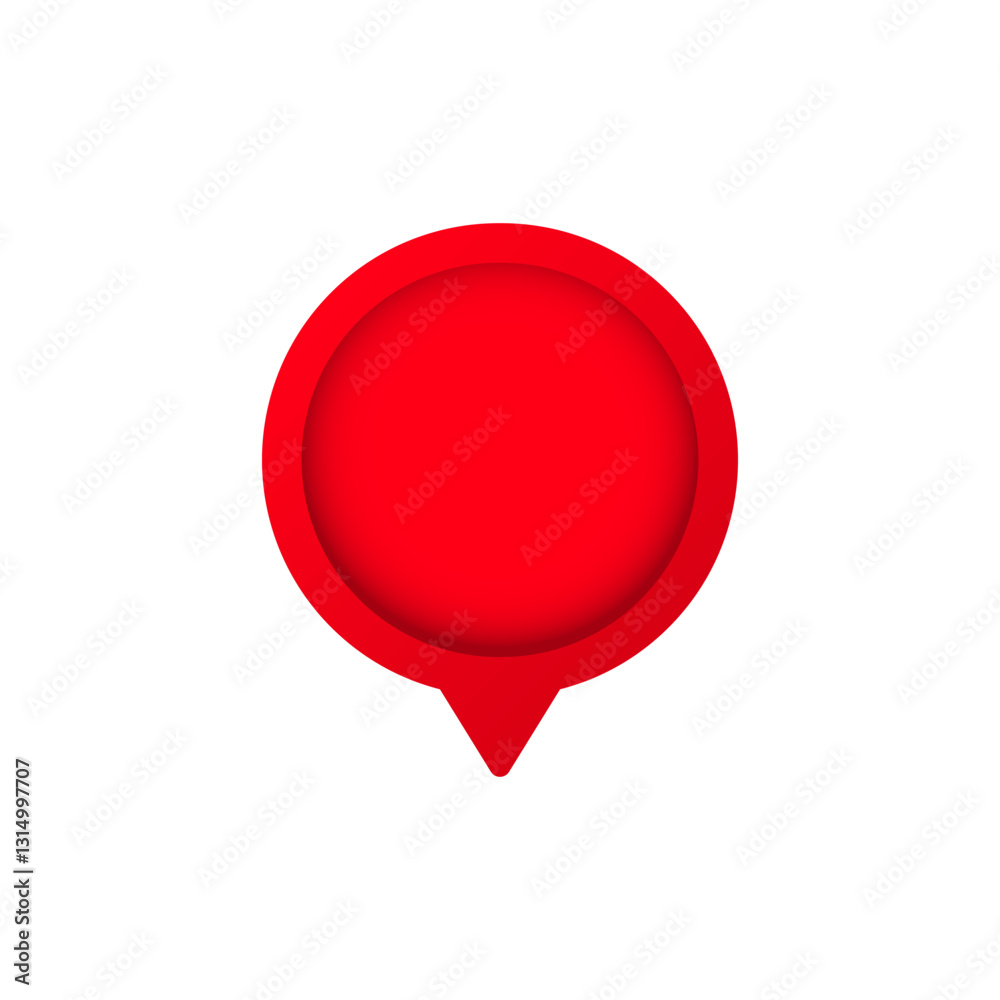 Poster circular red marker with pointed tip, ideal for maps and navigation purposes in various applications