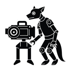 AI controlled robotic wildlife photographer flat vector with white background