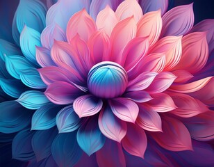 Fototapeta premium vibrant gradient flower in pink and blue tones