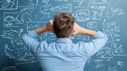 A man looks at a visualization board with dreams.