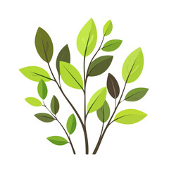 2D flat vector illustration Fresh green leaves of spring icon isolated on a white background.

