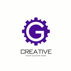 Letter G with Gear Logo Design. Mechanic Logo Design