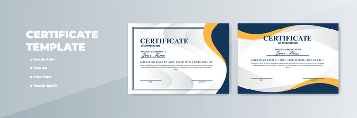 Modern certificate templates, A4 size, ready print, elegant background