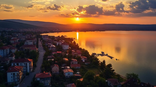 Tranquil Sunset Over Pomorie Lake