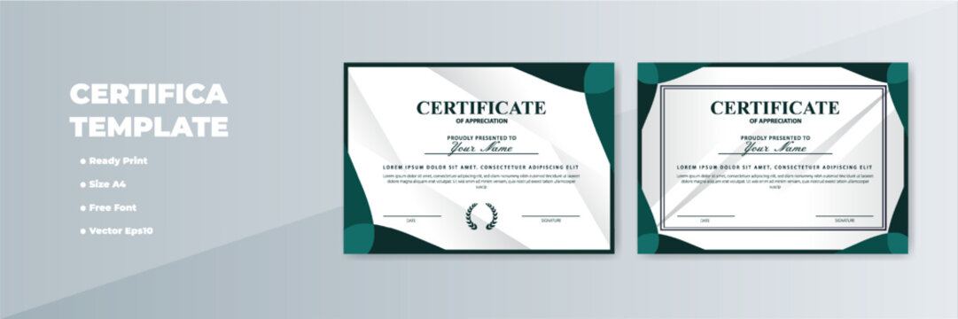 Modern certificate templates design, A4 size, ready print
