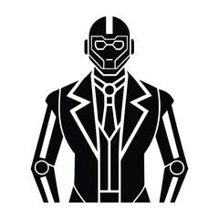 AI powered humanoid scientist flat vector on white background