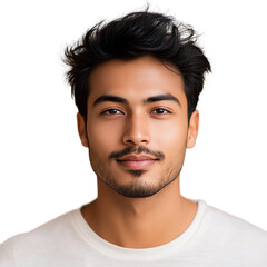 Fototapeta premium Portrait of young handsome asian man with beard and mustache. Clipart, Png.