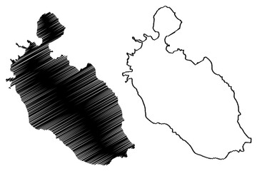 Vulcano island (Aeolian Islands, Italian Republic, Italy) map vector illustration, scribble sketch Isola del Vulcan map