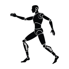 AI powered prosthetic limb in motion flat vector on white background