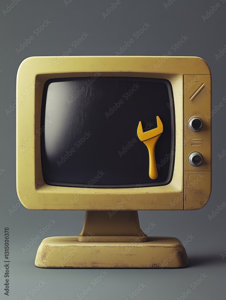Aufkleber monitor icon with repair tools signifies computer maintenance and support services offered in clean,