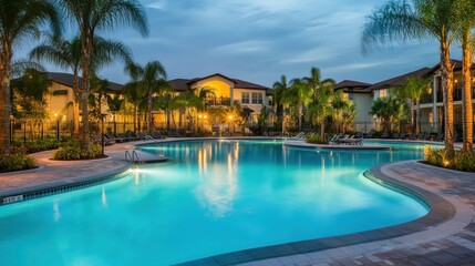 A Luxurious Resort Swimming Pool at Dusk Offering a Serene Escape