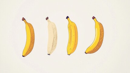 Stages of banana ripening, illustration