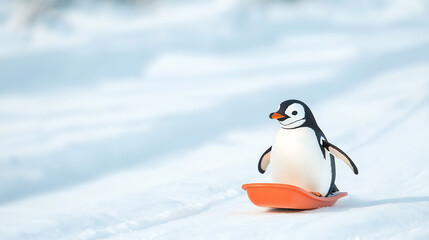 Fototapeta premium sledding penguin,