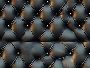 Fototapeta premium Seamless Pattern - Elegant dark leather upholstery with tufted texture and button accents