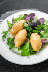 Quenelle meat forest sauce fresh tasty food dish delicious gourmet food background on the table rustic food top view copy space keto and paleo diet