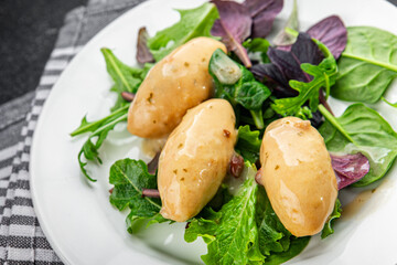 Quenelle meat forest sauce fresh tasty food dish delicious gourmet food background on the table rustic food top view copy space keto and paleo diet