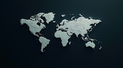 Naklejka premium Silver Pixelated World Map Against A Dark Background Displaying Global Geography