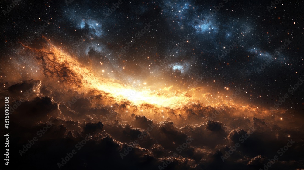 Canvas Prints colorful cosmic clouds blend with bright light, creating a breathtaking display in the vastness of s