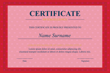 Pink Dotted Achievement Certificate Design