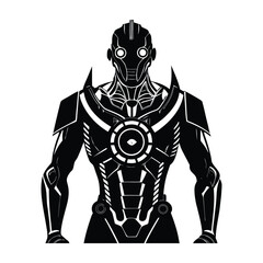 Cyberpunk style human with mechanical enhancements flat vector with white background