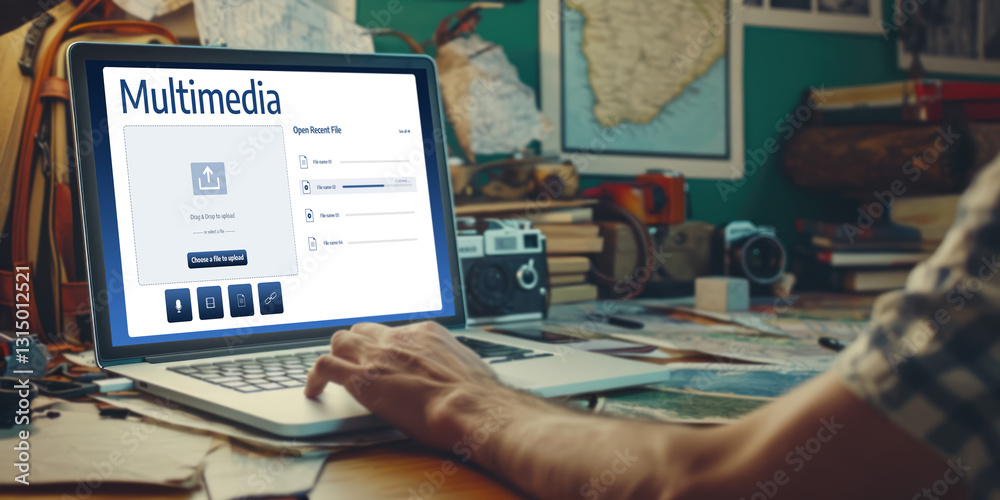 Poster multimedia cloud computing storage for uploading and store files online brisk for internet users and