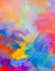 Obraz premium Vivid brushstrokes blending warm colors, generating dynamic sunset inspired visual composition