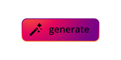 A gradient-colored button features a magic wand next to the bold word generate in a clear font.