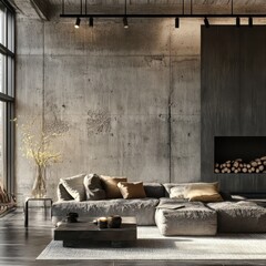 An image of a modern living room with a minimalist design