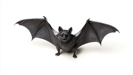 A realistic plastic figurine of a Halloween bat, isolated on white background	
