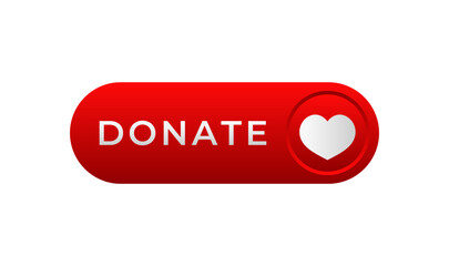 A red donate button symbolizing charity and support with a white heart icon for contributions online.
