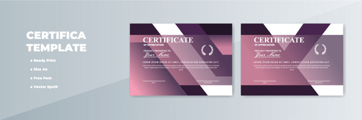 Printable A4 certificate template design with geometric background