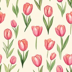 Obraz premium Repetitive patterm of beautiful tulip flower for fabric design