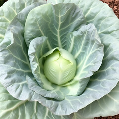 Obraz premium Real cabbage, young cabbage, young cabbage leaf, green leaf,