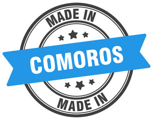 Made in Comoros round sign. Made in Comoros stamp.