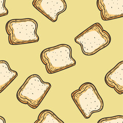 seamless-pattern-of-bread-illustration-on-yellow-background