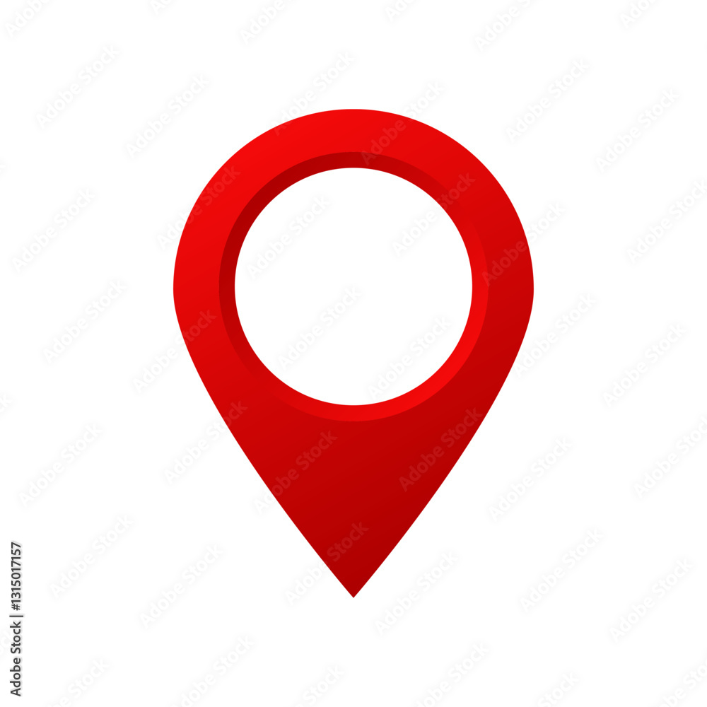 Poster the red location pin is in a simple design. ideal for maps and navigation services.