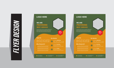 Corporate business flyer template design with orange promotion, advertise, publication and digital marketing flyer