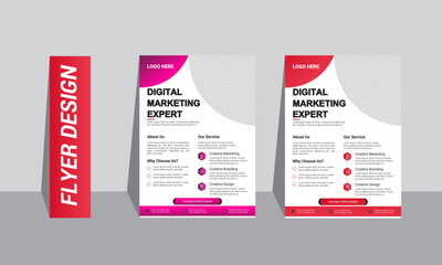 Creative professional business flyer template layout design with pink and red