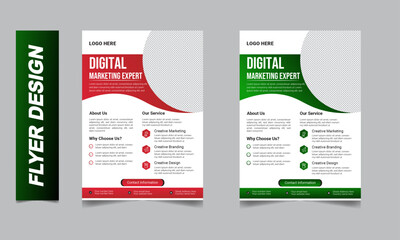 Creative poster flyer design with red and green .vector template in A4 size