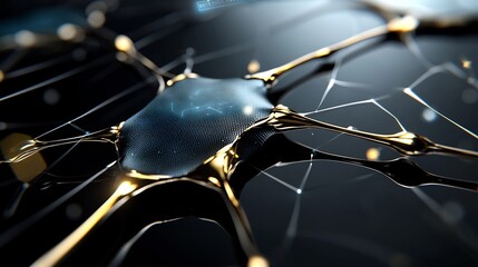 Neuron Network, Golden Structure, Dark Background