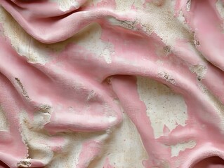 Seamless Pattern - Abstract pink and cream paint peeling artfully from a weathered surface.