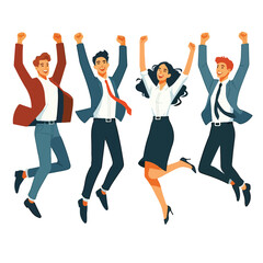 vector of businessmen standing and jumping sign of success