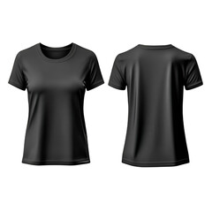 Classic Black Womens T-Shirt Front and Back View Simple Elegant Design