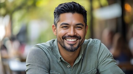 Obraz premium Happy, smiling man outdoors.