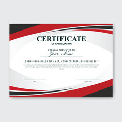 Red Black Certificate Design, Appreciation Award, White Background, Print Template