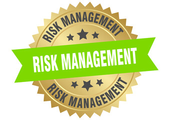 risk management. risk management round green and gold label isolated on transparent background