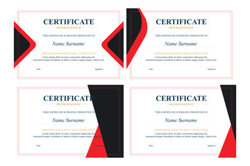 Red black certificate design template