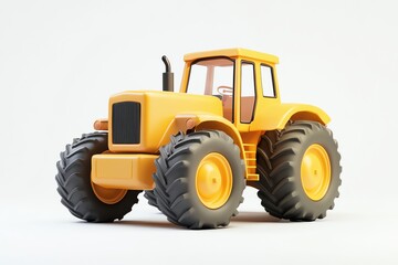 Isolated Yellow Tractor Vehicle on White Background Perfect for Farming Concepts