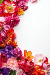 Beautiful background template made of Spring flowers.