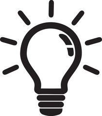 Black light bulb icon, idea sign, vector illustration on white background